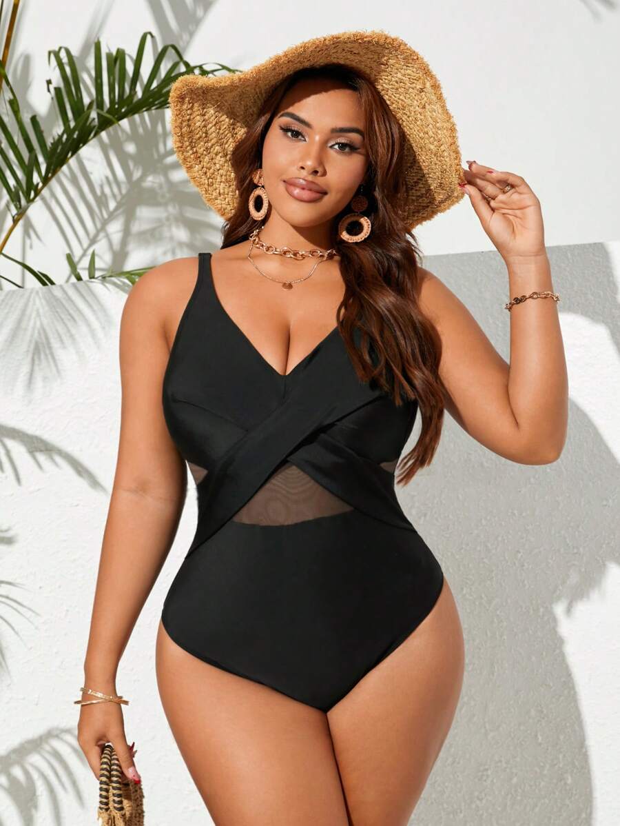 Maiô Plus Size Cross Glam
