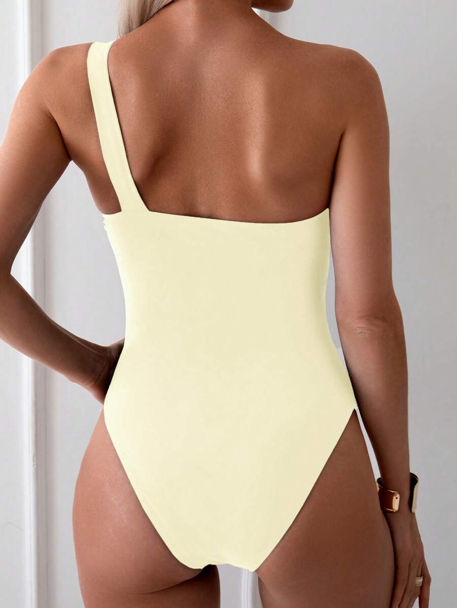 Maiô Ombro Único com Detalhe Dourado