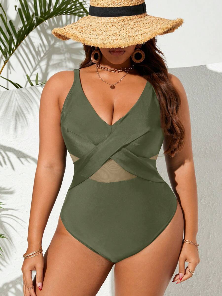 Maiô Plus Size Cross Glam