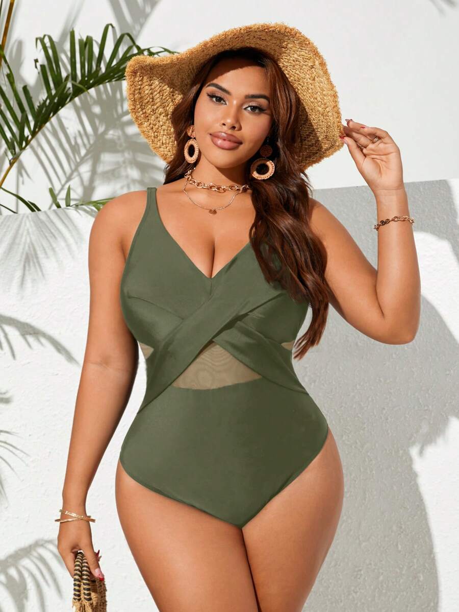 Maiô Plus Size Cross Glam