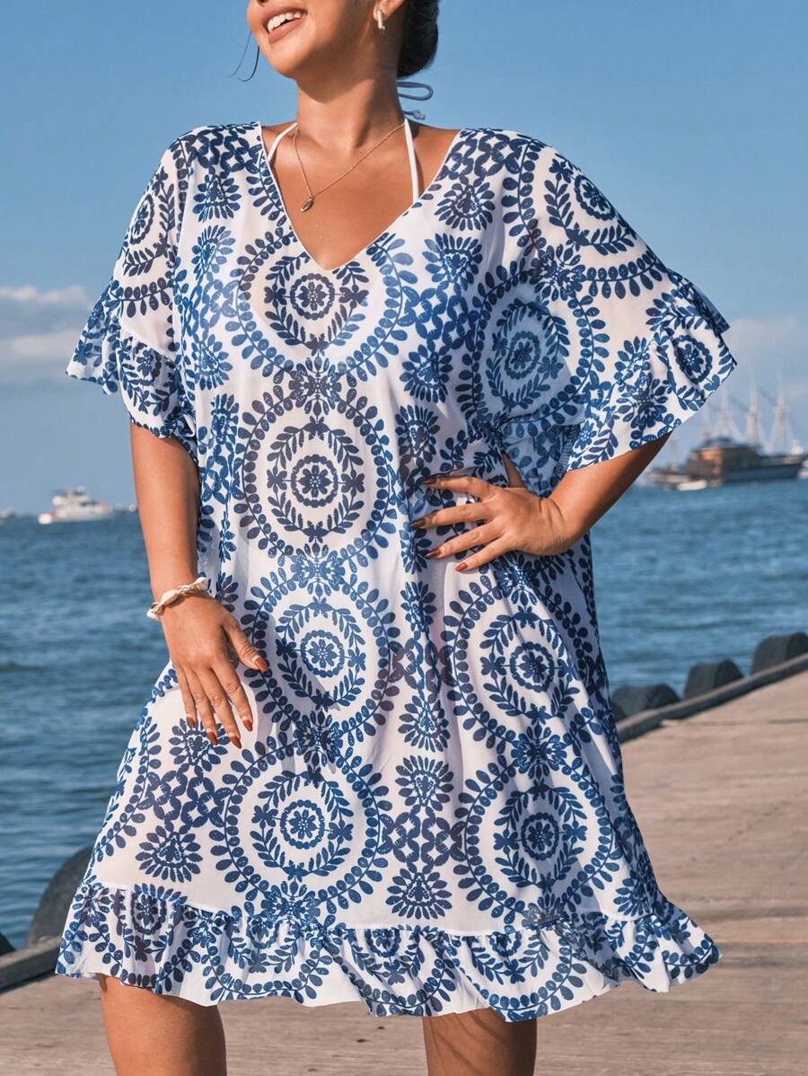 Saída de Praia com Babados Plus Size