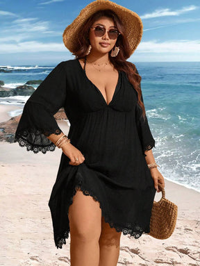 Saída de Praia Plus Size com Renda nas Barras
