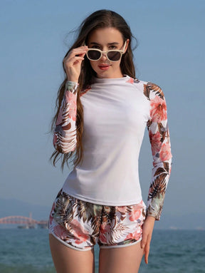 Conjunto UV Feminino Folhagens Tropicais