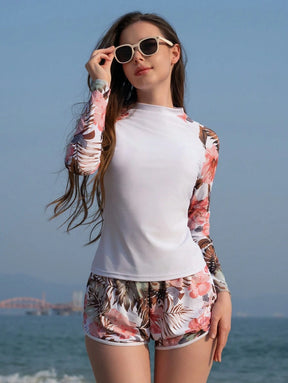 Conjunto UV Feminino Folhagens Tropicais