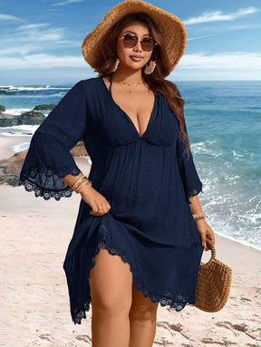 Saída de Praia Plus Size com Renda nas Barras