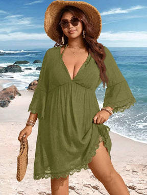 Saída de Praia Plus Size com Renda nas Barras