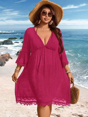 Saída de Praia Plus Size com Renda nas Barras