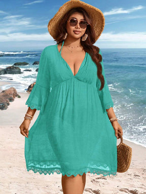 Saída de Praia Plus Size com Renda nas Barras