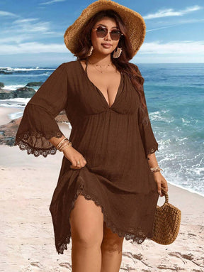 Saída de Praia Plus Size com Renda nas Barras