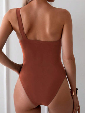 Maiô Ombro Único com Detalhe Dourado